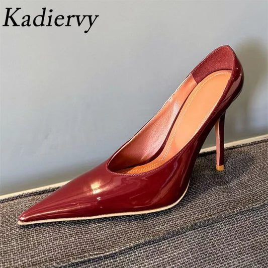 Kadiervy Pumps Spitz Slip On - Lackleder 10 cm Stiletto