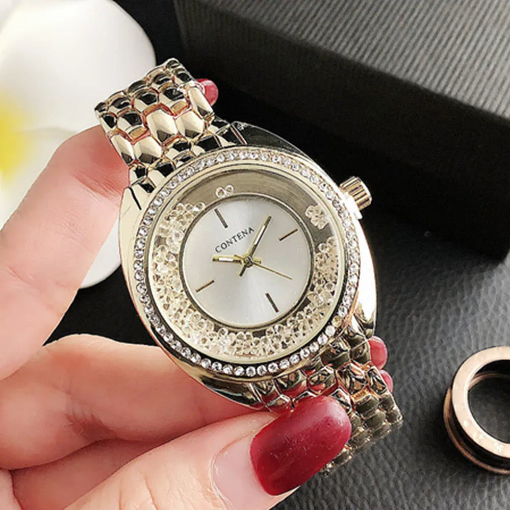 Luxury Rhinestone Rose Gold Women Watches Top Brand Stainless Steel Ladies Quartz Wristwatches Fashion Watches Women Reloj Mujer