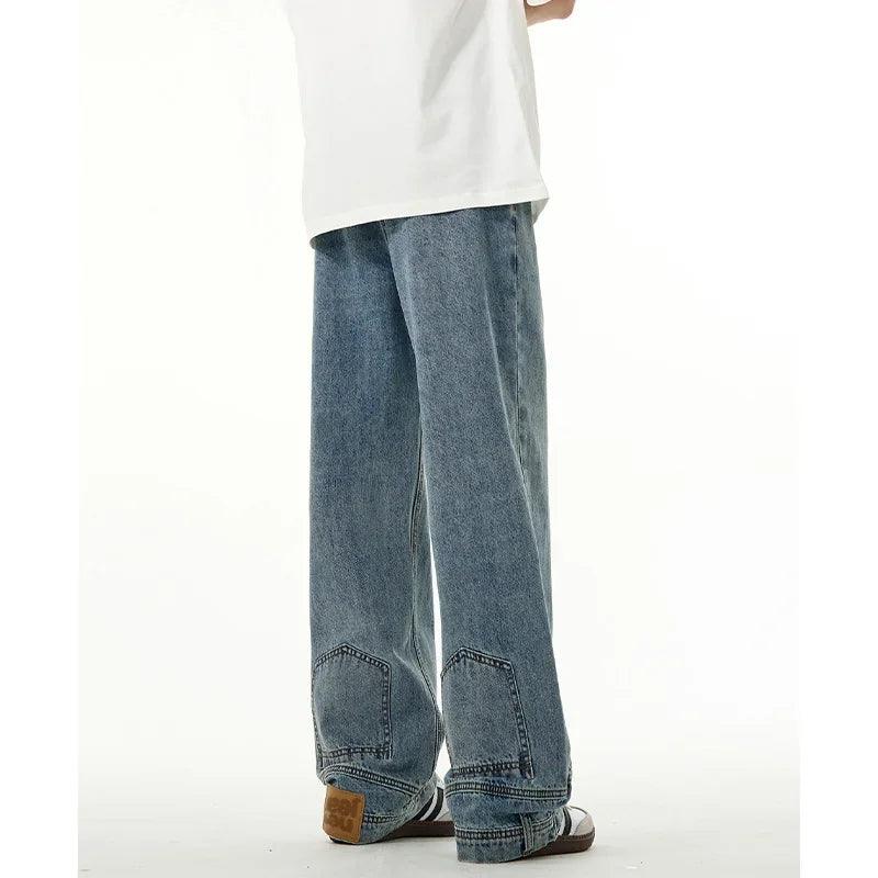 High street fashion baggy jeans reverse pocket design