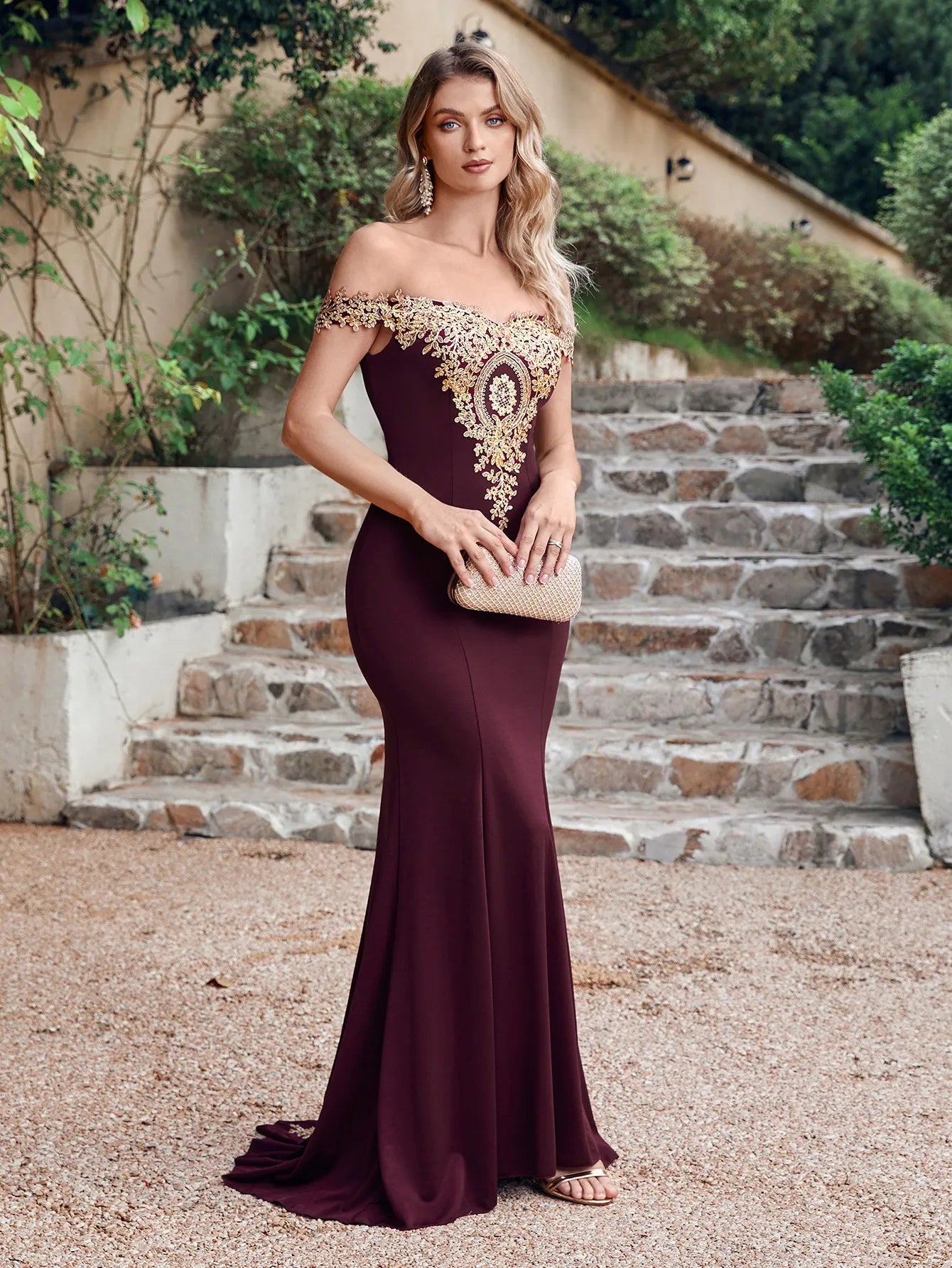 Women Mermaid Bridesmaid Dress For Wedding Party Long Lace Applique Off Shoulder Evening Prom Formal Gowns Floor Length Vestidos