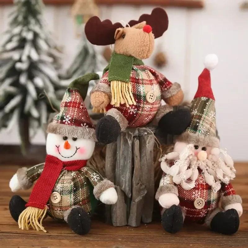 3pcs Santa Claus Elk Snowman Doll Xmas Gifts 2025 Merry Christmas Decorations for Home Happy New Year Christmas Decorations