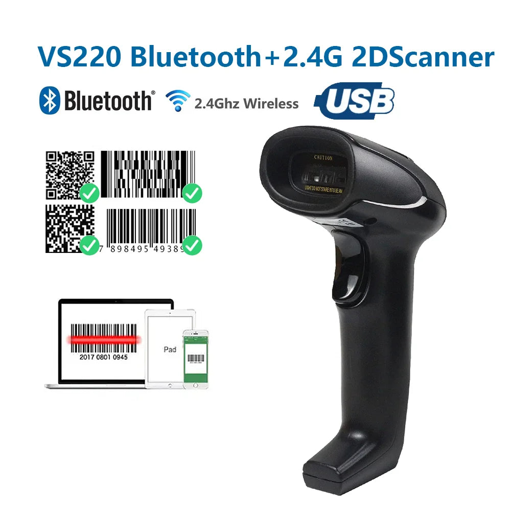 1D/2D Supermarkt Handheld Barcode Bar Code Scanner Leser QR PDF417 Bluetooth 2.4G Drahtlos & Verkabelt USB Plattform - 12.02€