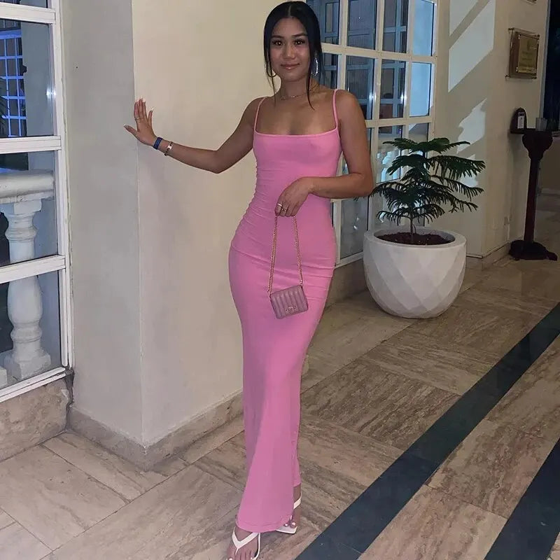 Dulzura Women 2025 Summer Party Club Evening Streetwear Bodycon Beach Basic Black Long Dress Wholesale Items For Business D22775