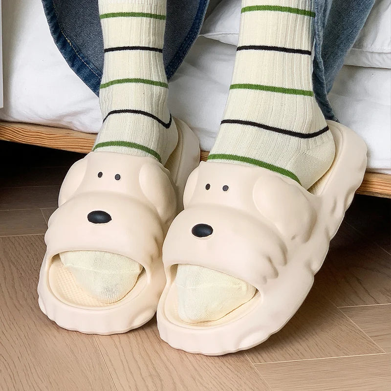 New Cartoon Summer Beach Slippers for Women Thick Sole Anti Slip Bathroom Home Slippers Woman Lightweight Soft EVA Flip Flops