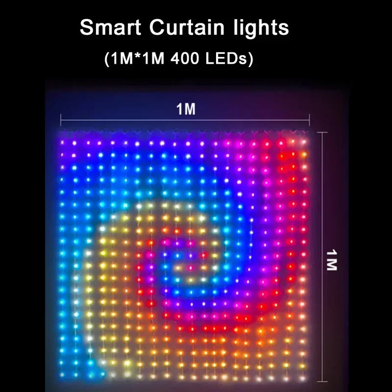 GCTECHING RGB Vorhanglichter - 400 LED, App-Steuerung, Musik-Sync