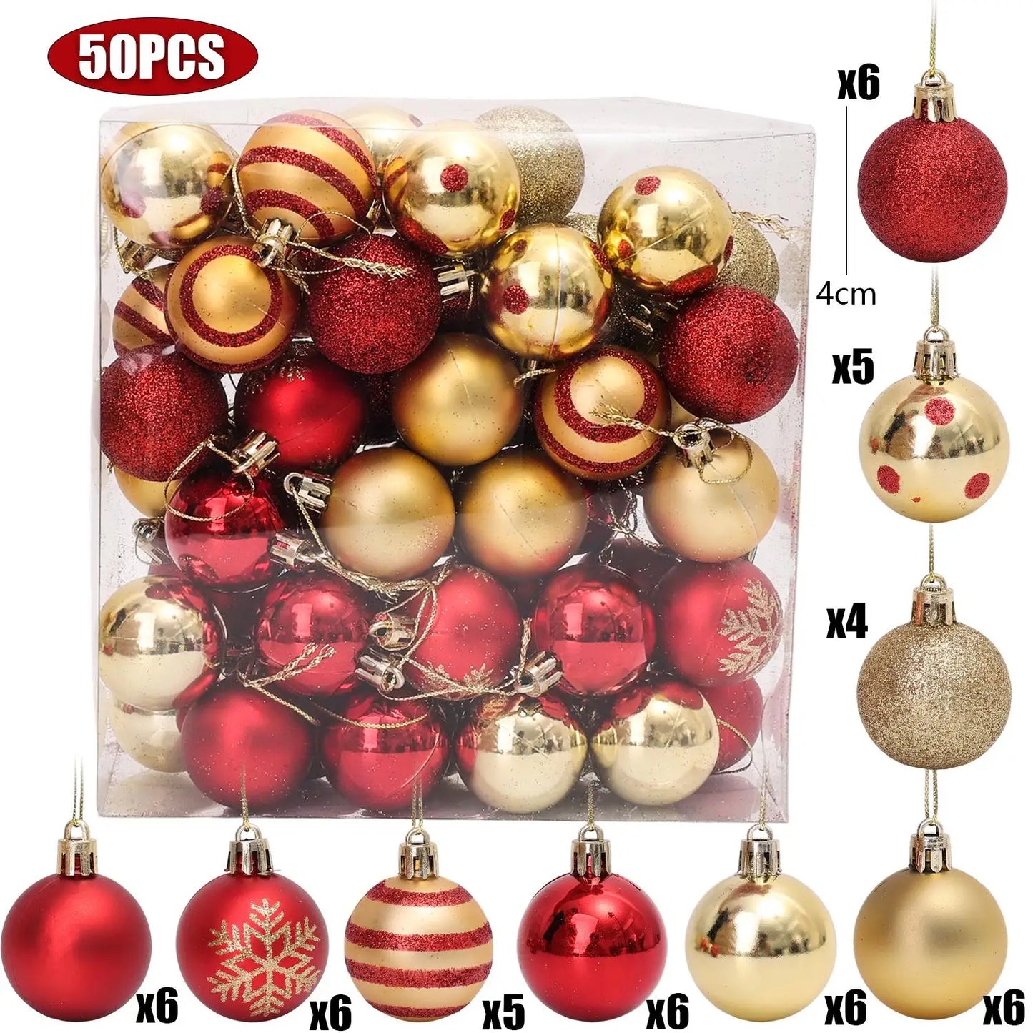 Choice Christbaumkugeln Set - Schneeflocken Kunststoff 50er Pack 4 cm