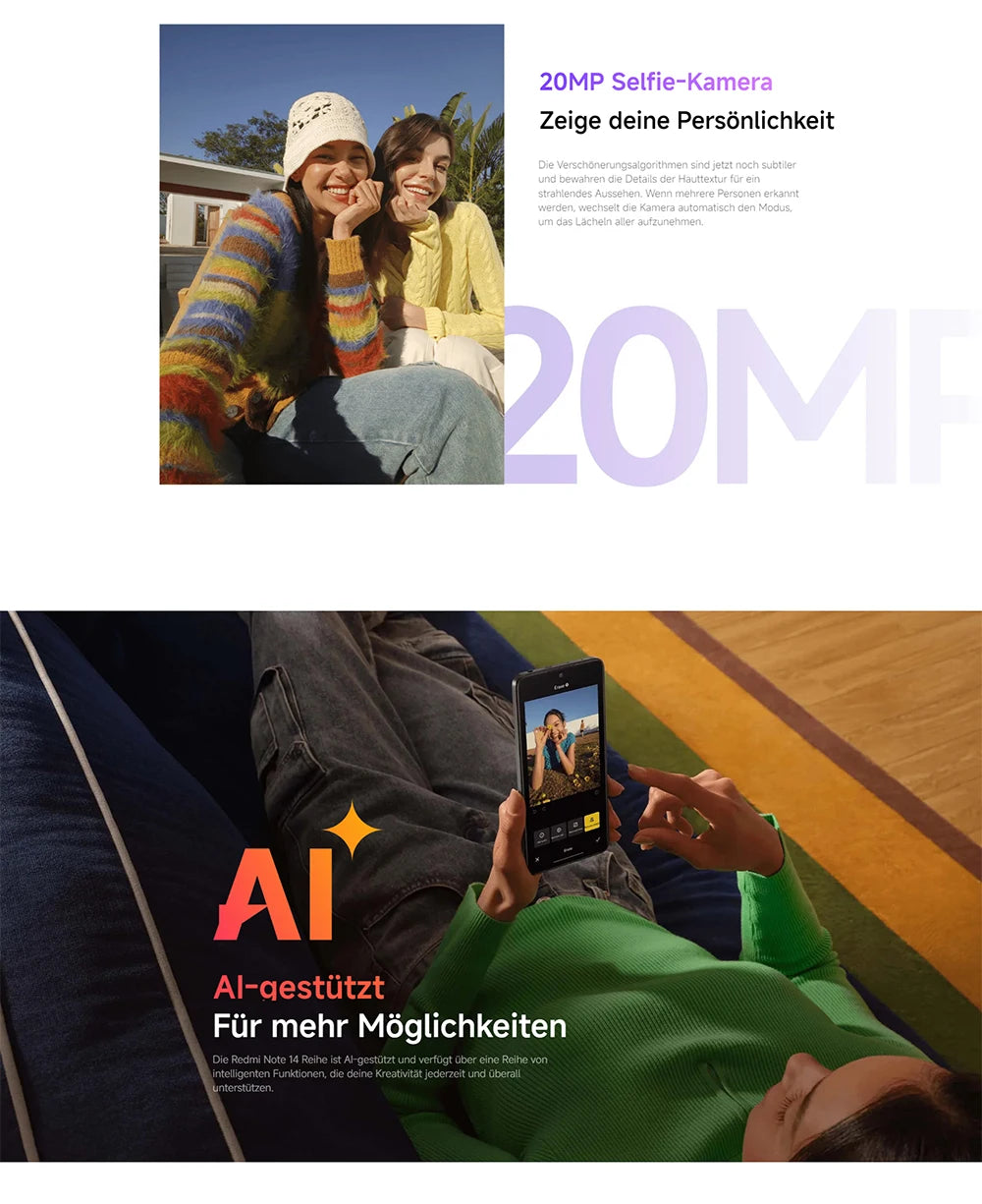 Xiaomi Redmi Note 14 5G 108MP Kamera - 5110 mAh Akku, 45 W Turbo-Ladung