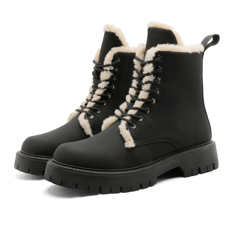 CN Fujian Warme Bequeme Schnürstiefel Leder Veloursleder - Absatz 3-5 cm Innen PU Kurzplüsch