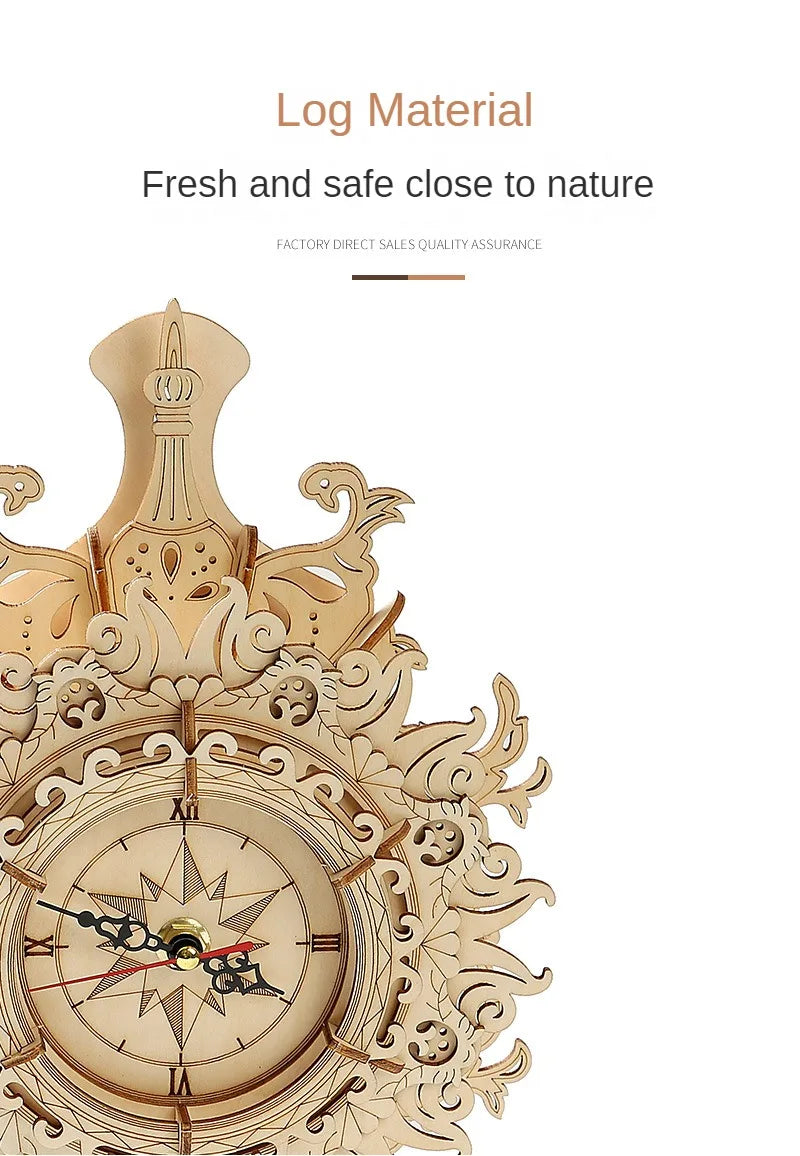 DIY Holz Wanduhr Modell Spielzeug Zusammenbau Retro Holz Bausteine Kits Für Teens Erwachsene 3D Puzzles Elektronisch Uhr Geschenk