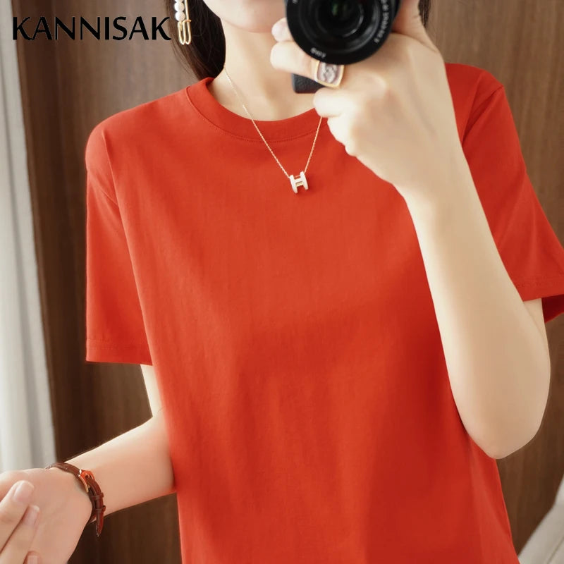 KANNISAK TShirt O Neck Baumwolle - Kurzarm Gr L Weit