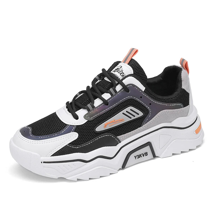 Men's Walking Sneakers Breathable Fashion Sports Shoes Non-slip Lightweight Running Shoes for Men Thick Bottom Mesh Casual Shoes