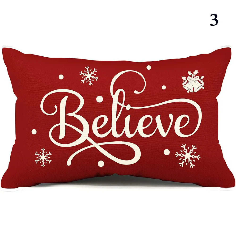 Merry Christmas Decorative Pillow Cover 30x50cm Linen Throw Pillowcase Christmas Cushion Cover Pillowslip For Sofa Home Decor