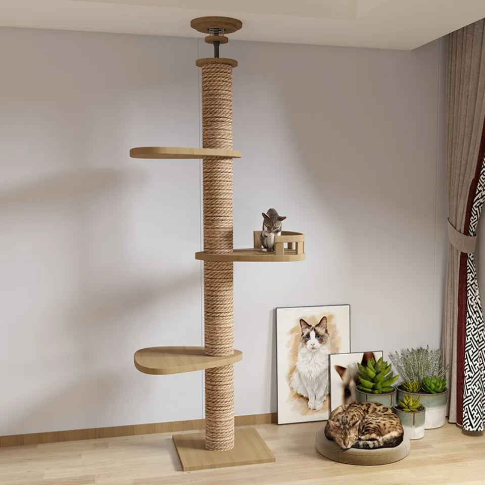 Katzen Zubehör Holz Katzen Baumhaus Katzen Spielzeug Kätzchen Klettern Kratzturm Multifunktion Haustier Möbel Katzen Klettergerüst