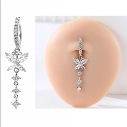 Inel pentru buric cu zirconiu fluture Choice - cupru 12 mm