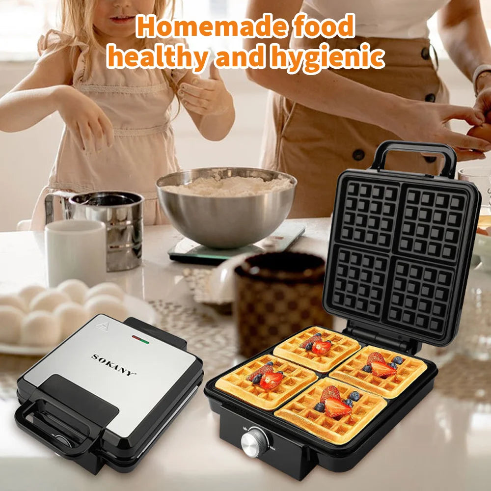 Mini Waffle Maker 1500W Kitchen Cooking Appliance 220V Electric Nonstick Waffle Making Machine for Kids Breakfast Dessert Pot