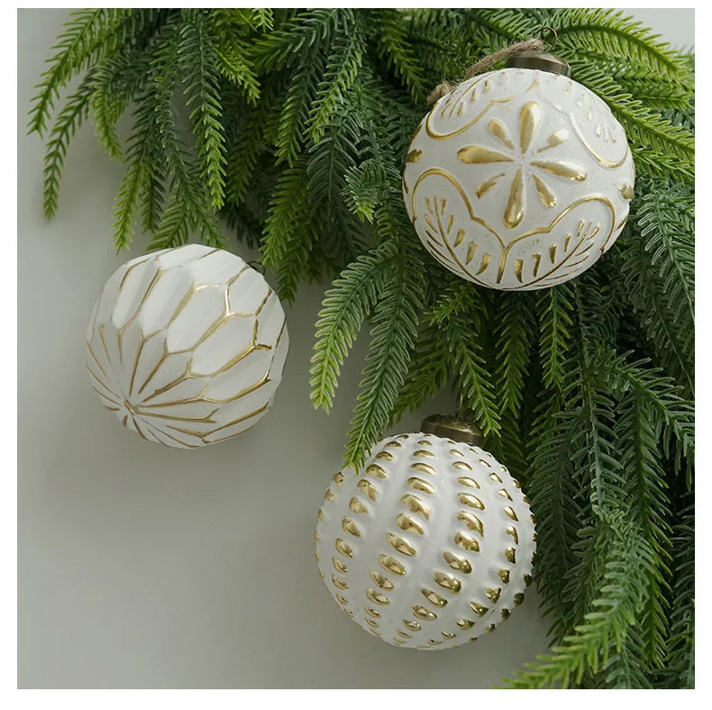 Aurora KugelSet 8cm Grün Weiß Glitzer - Größe 8 cm, 13 Stück