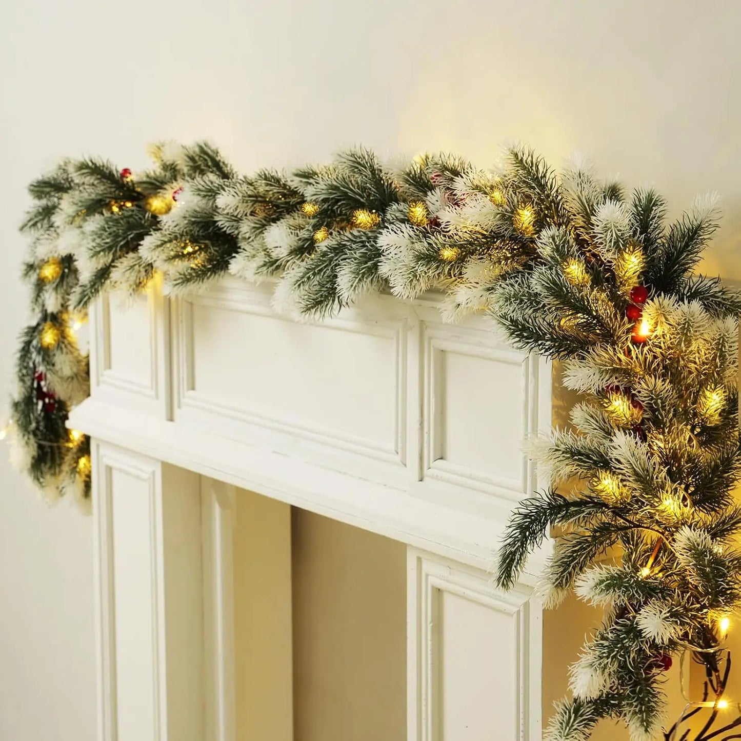 6 Fuß echte künstliche Girlande – ideal für Weihnachten, Winter und Neujahr, Dekoration für Mantel, Tisch, Wand, Weihnachtsdekoration