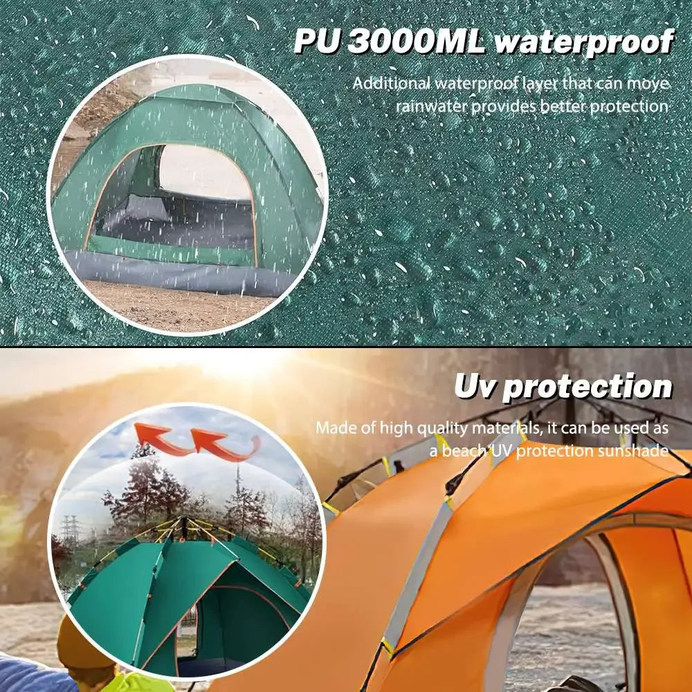One-click automatic camping tent, double, waterproof roof, double door, outdoor, 2-3
