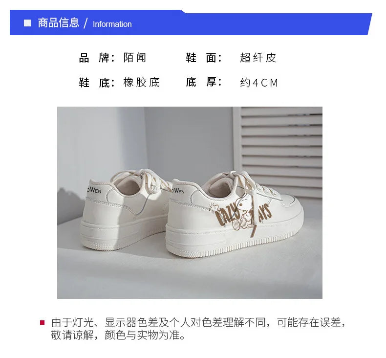 Snoopy Women Casual Shoes Fashion Breathable Walking Flat Shoes Woman White Graffiti Sneakers Women Tenis Feminino Female Shoes