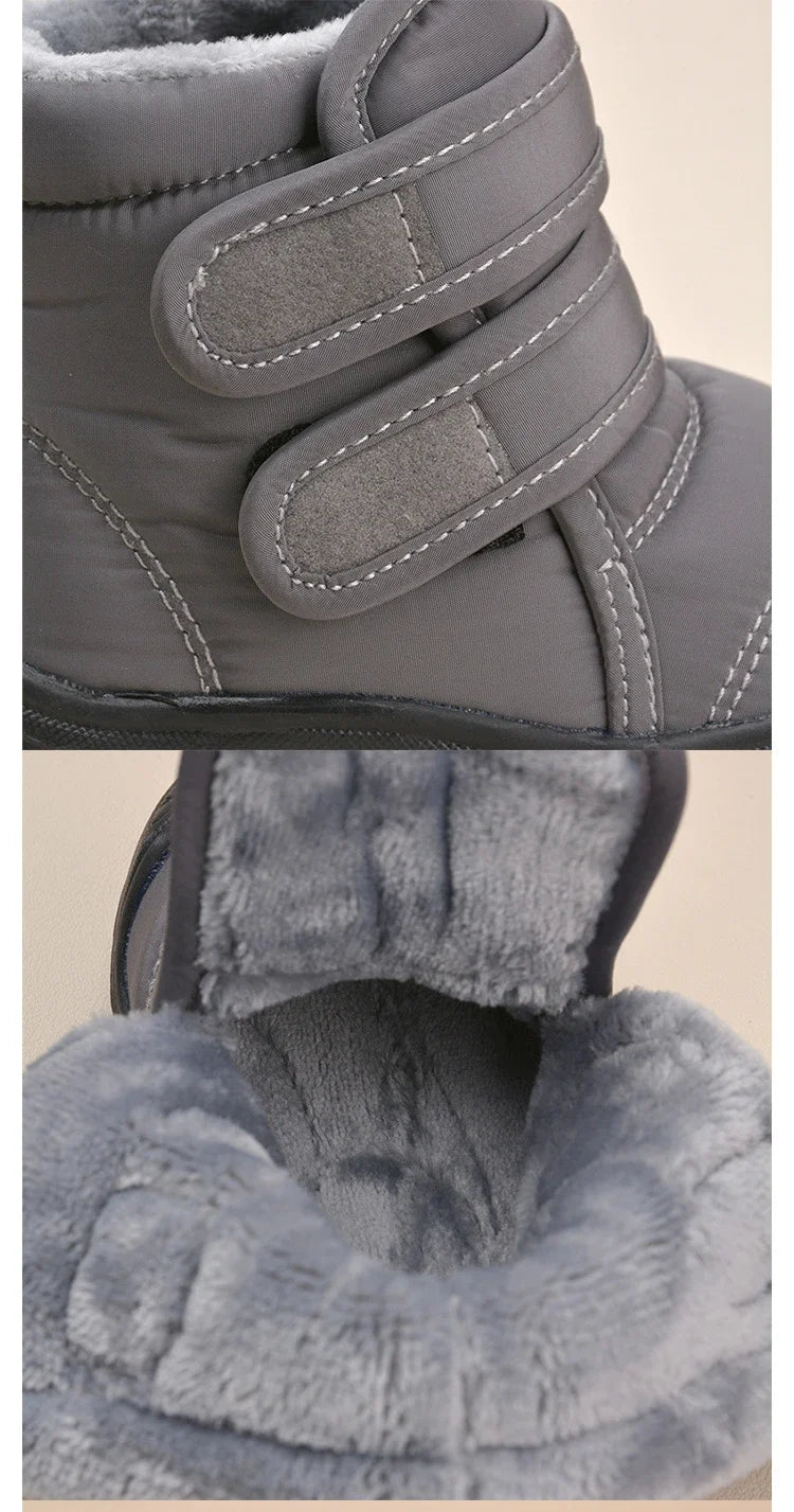 Kinder Schneeschuhe Jungen Baumwoll schuhe wasserdicht einfache britische Stil Kinder Plüsch warme Winters tiefel Klett verschluss Mädchen Stiefel