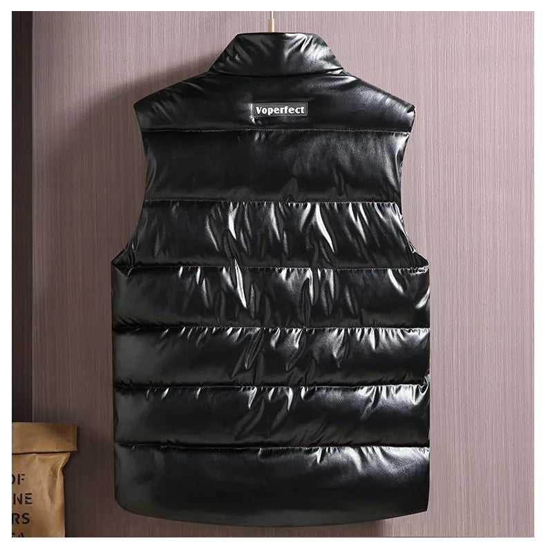 MAINKULCN Weste Winter Warm Ohne Ärmel - Größe XXXXXL PU Leder Wasserdicht Hochwertig