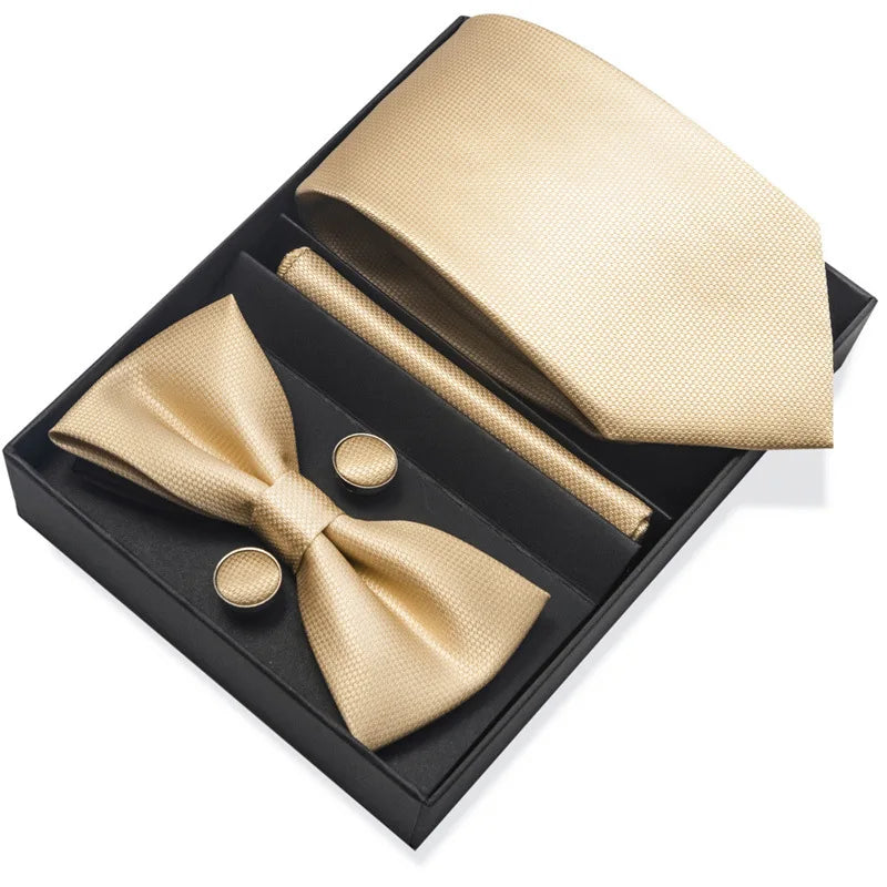 Men's Tie Pin cuff square bow Tie with pocket square cufflinks Set Paisley Men's Business Wedding Suit Accessories 6-piece set