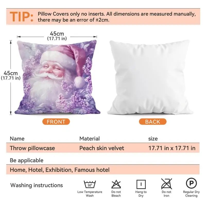 Purple Christmas Decoration Cushion Pillowcase Printed Polyester 45x45cm Throw Pillowcover Decorative Sofa Cushion Pillowslip