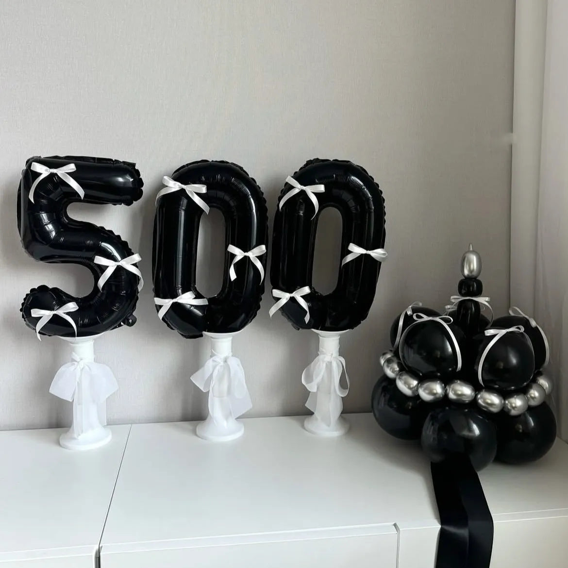 Choice 32 Zoll Folienballon Zahl - Schwarz 0-9 3 Schleifen