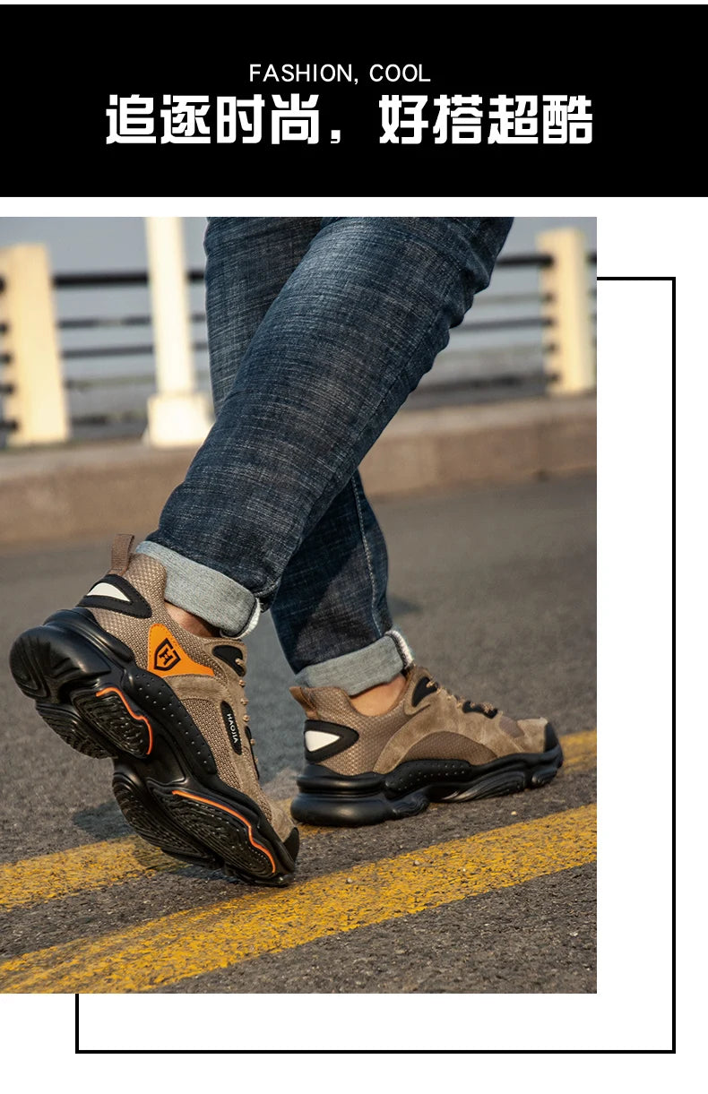 Work Sneakers for Men Safety Shoes Anti-smash Anti puncture Indestructible shoes Breathable comfort Steel Toe Protection Shoes