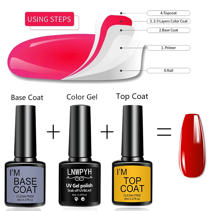 LNWPYH ZYD27 Klarer Gel Top Und Base Coat - 8ml x4 Set