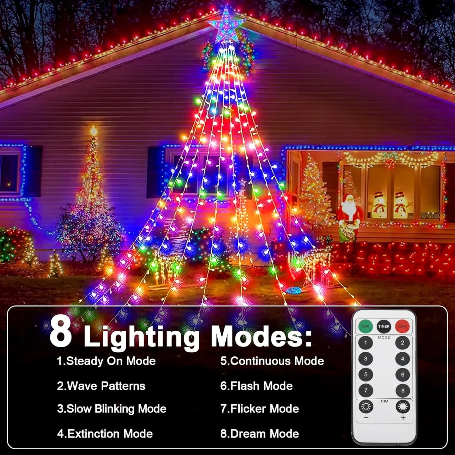 SKYSHADOW Wasserfall-Lichter 198 LEDs - USB 2 m Wasserdicht 8 Modi