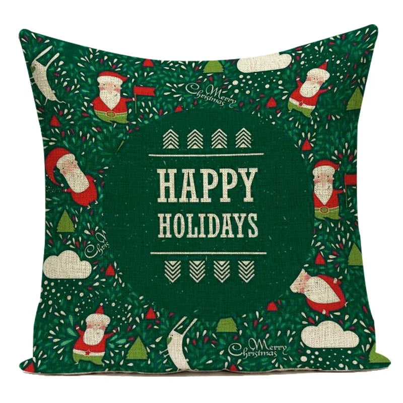 Christmas Decorations for Home Pillow Cover Decoratives Polyester Merry Christmas Snowman Snowflake Deer Pillow Cushion Cover