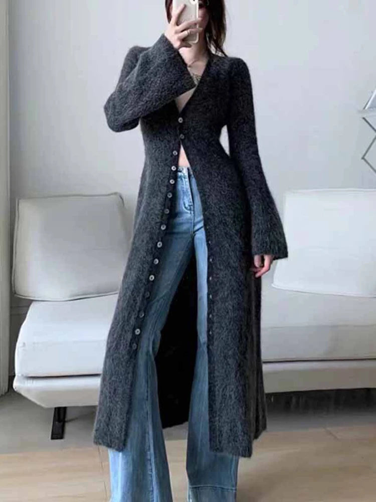 KBATCN V-Neck Lange Locker Cardigan - Länge 26 Zoll, Gewicht 120 bis 220 g pro Quadratmeter, Passform Regular