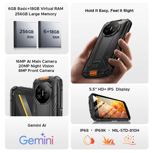 DOOGEE Fire 3 Ultra Robustes Smartphone - 8350mAh 18W 5,5 Zoll