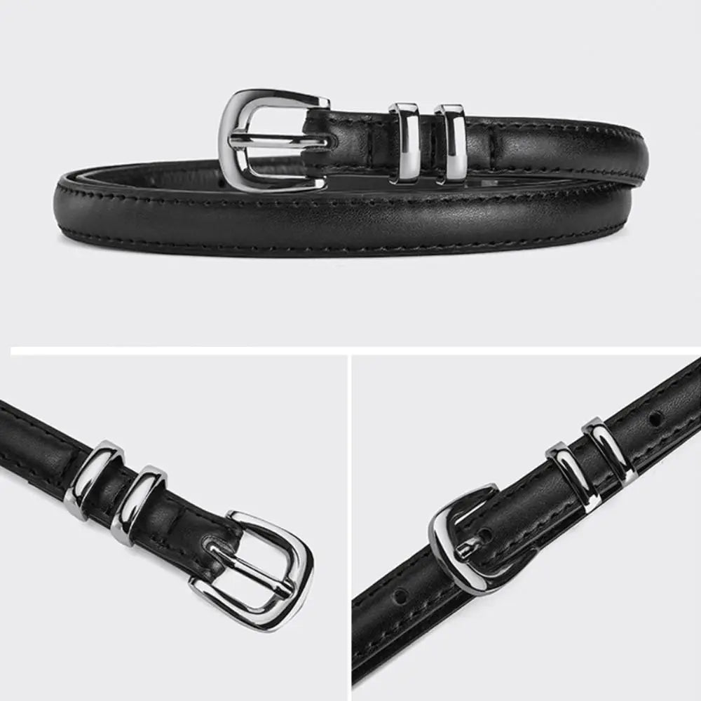 Zhejiang PU Leder Gürtel Silber Schnalle - 105cm Dünn 2cm