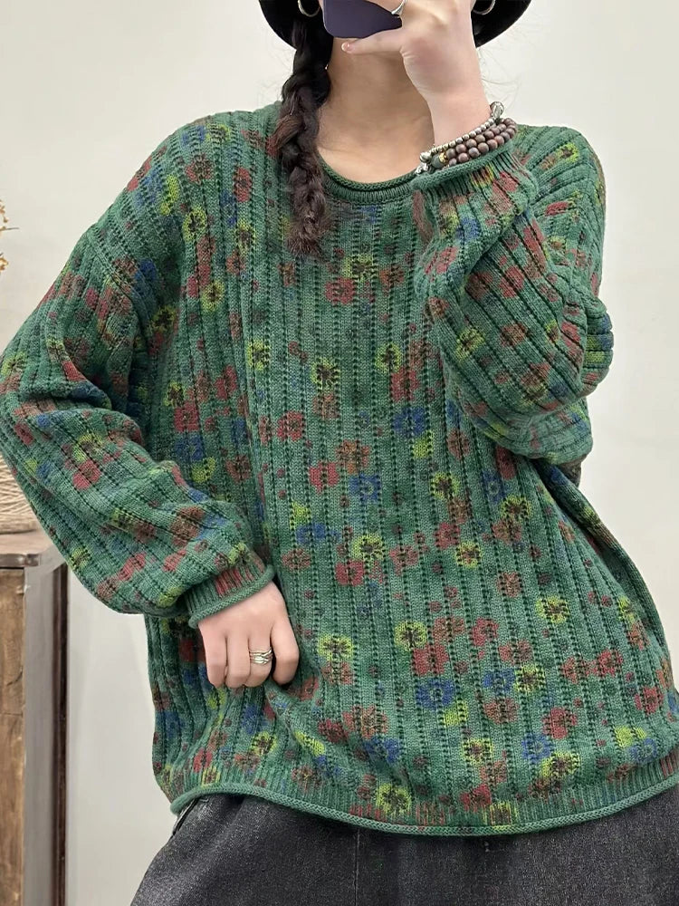 Amax LuluE Pullover Bedruckt Winter OAusschnitt-XL Baumwolle