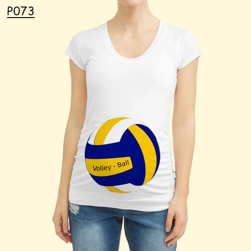 Cartoon Ball Umstandsmode 2025 - Kurze Ärmel T-Shirt Sommer Frauen Schwangerschaft - Hot Stillen Bedruckt Schwangere Tops Tee