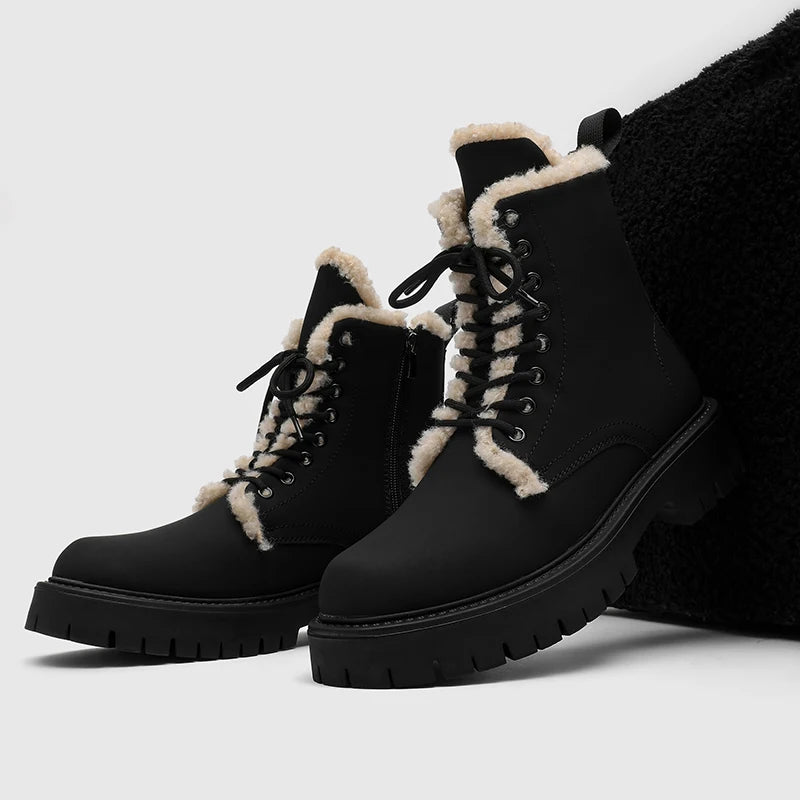 CN Fujian Warme Bequeme Schnürstiefel Leder Veloursleder - Absatz 3-5 cm Innen PU Kurzplüsch