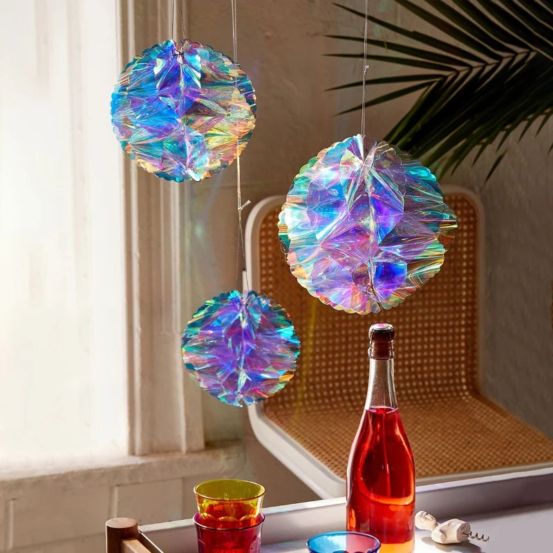 CN Irideszierende Wabenball Deko - Kunststoff 6er Set Größe variabel