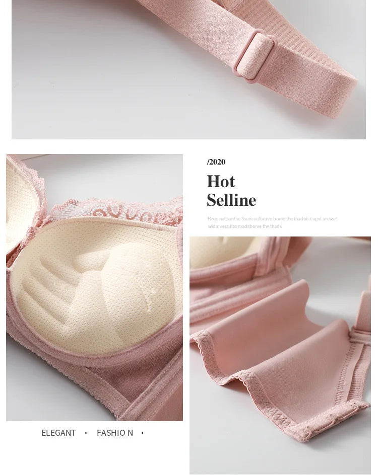 Women's Push-up bra, elegant little lace bra, soft seamless cotton, comfortable gathering Lingerie