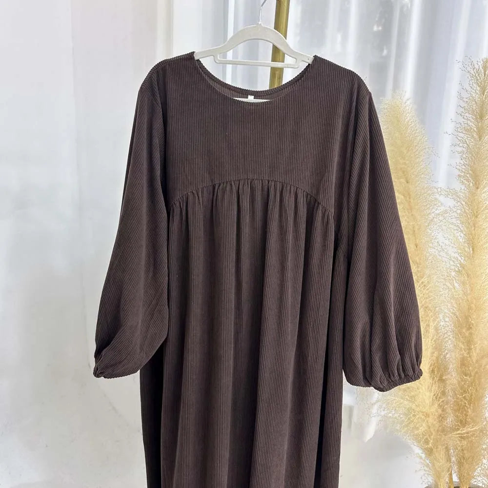 CN Zhejiang Corduroy Balloon Sleeve Abaya - Größe M Winter