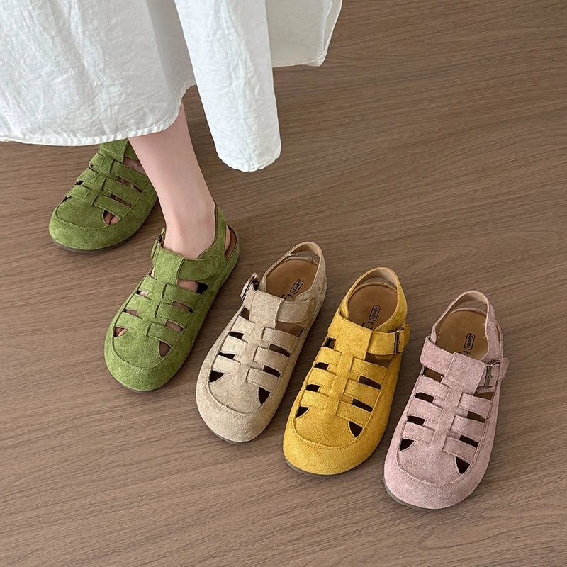 Flats Women's Sandals Fashion Hollow Designer Shoes Casual Slingback Slippers 2025 Summer Flip Flops Trend Sandalias De Mujer