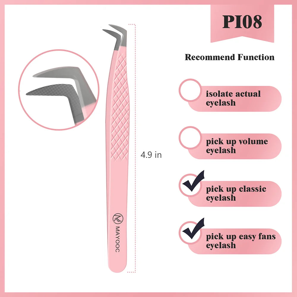 Eyelash Extensions Tweezers  With Fiber Tips Lash Artists High Precision Superhard Anti-Static Tweezer Makeup Tools Custom Logo