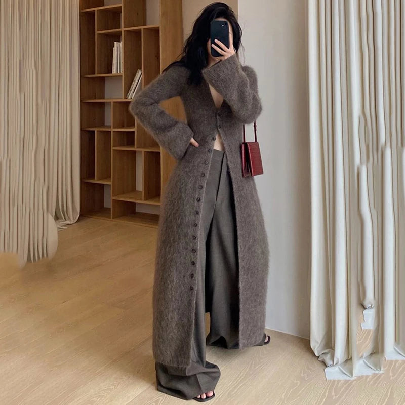 KBATCN V-Neck Lange Locker Cardigan - Länge 26 Zoll, Gewicht 120 bis 220 g pro Quadratmeter, Passform Regular