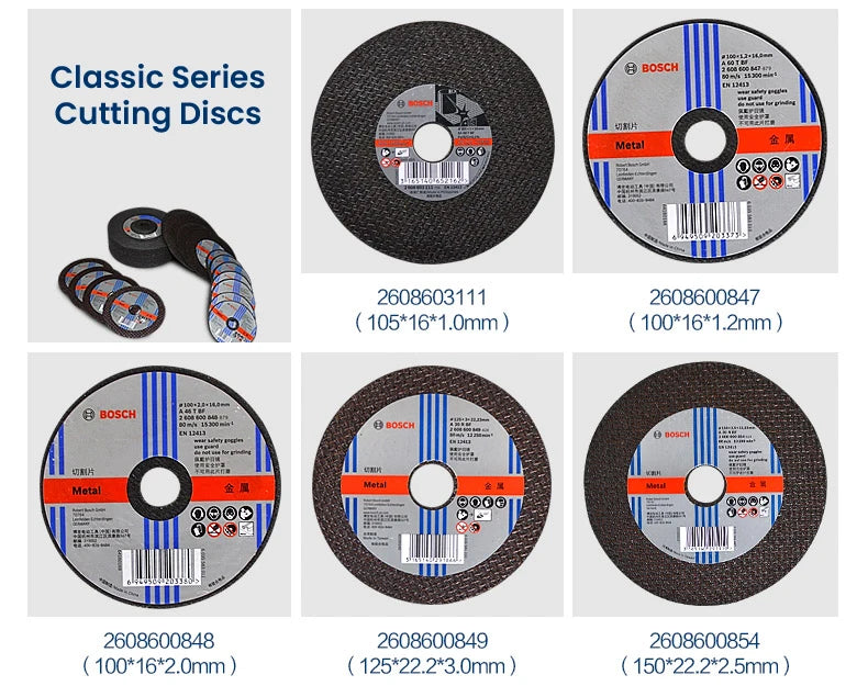 Bosch Metal Grinding Wheel Cutting Disc Classic Series Angle Grinder Accessories 100/125/150/180/230/305/355/400mm Cutting Wheel
