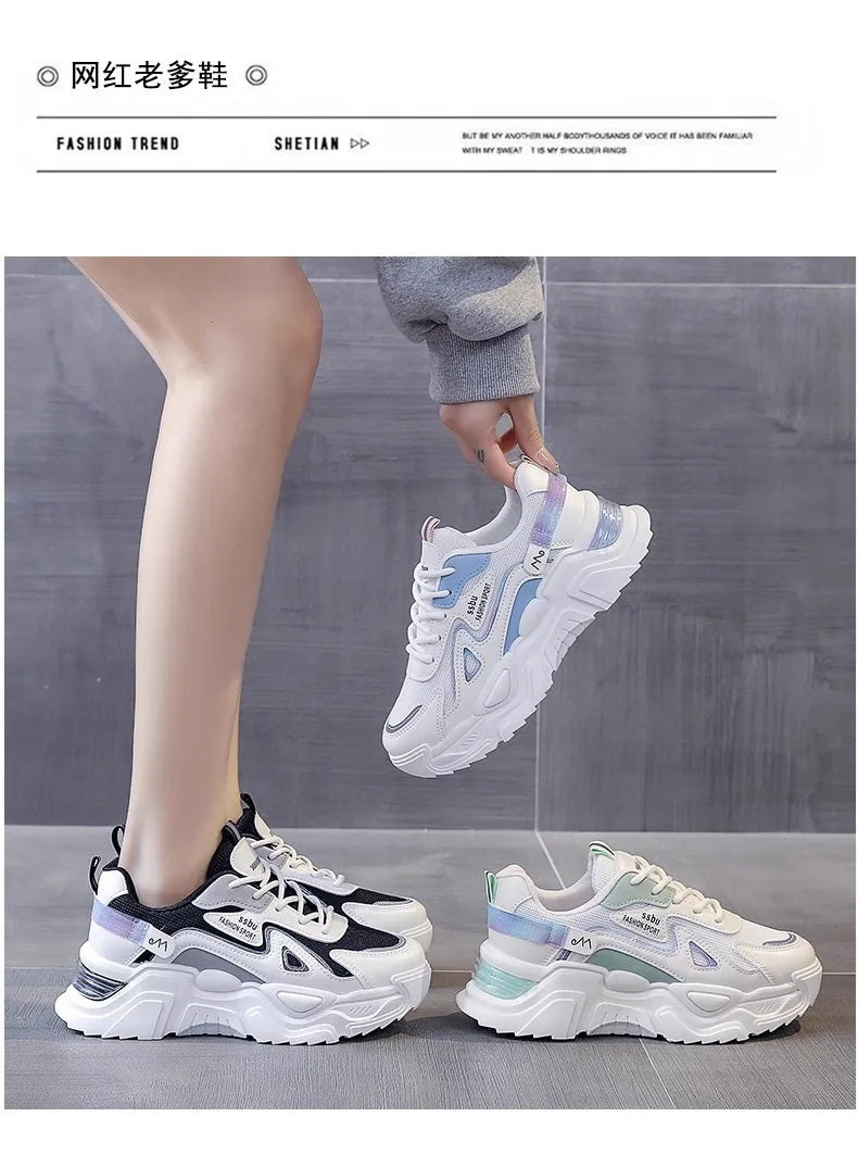 NEW Sneakers Women Platform Flat Shoes Woman Shoes Green Casual Trainers Ladies Chunky Sneakers Women Shoes