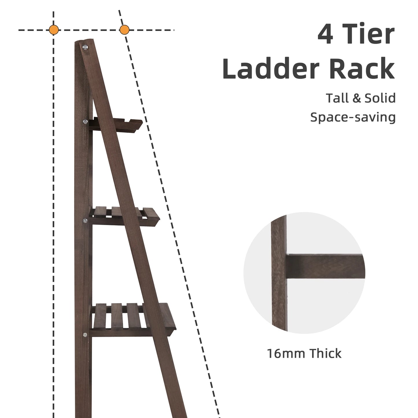 WisforHigh Leiter-Pflanzenständer 4-Stufig, 110 cm, Paulownia-Holz