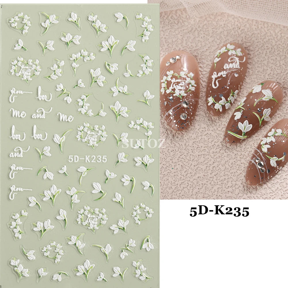 GL5D-K256 5D Sonnenblumen Nagelsticker - Herbstdesign Prägung