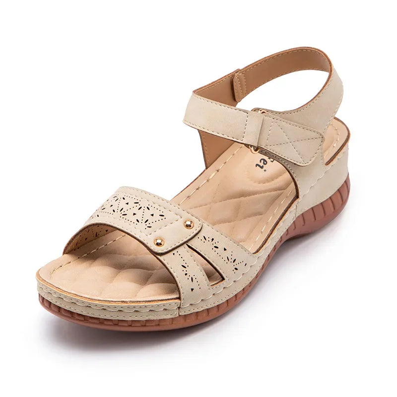 Summer Women's Sandals Wedge Hook&loop Ladies Flats Shoes Sewing Platform Female Open Toe Casual Sandals Plus Size Woman Shoes