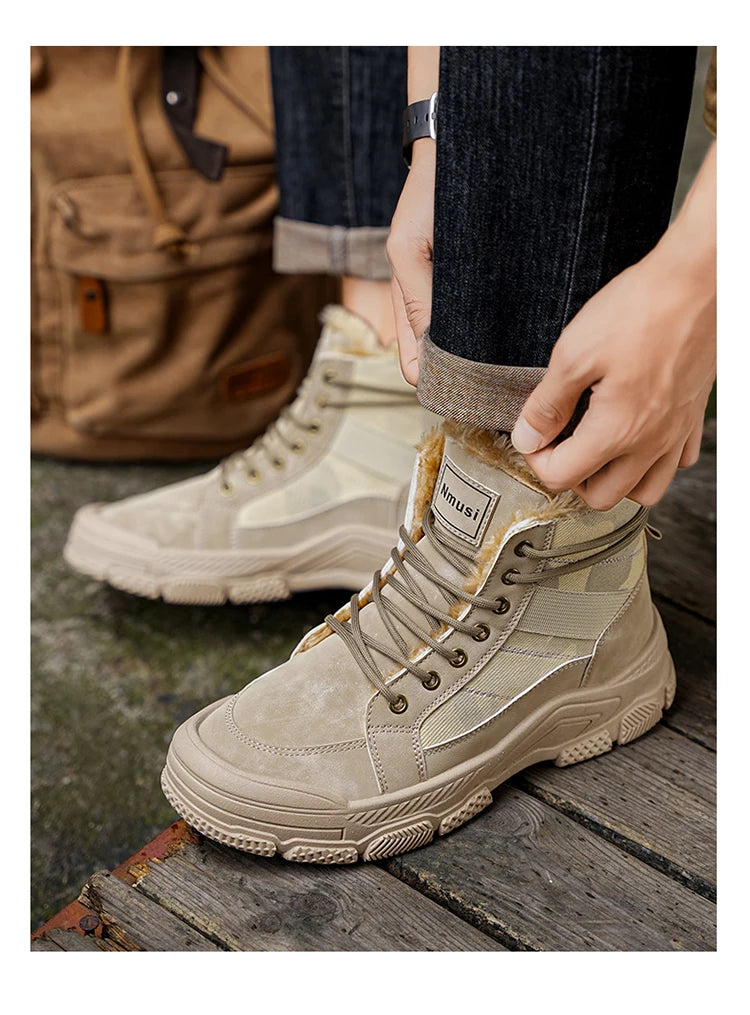 Ghete de iarnă călduroase cu căptușeală din velur Choice B2-M2299 - Mărimea EU 39-44, Toc 1-3 cm, Antiderapante